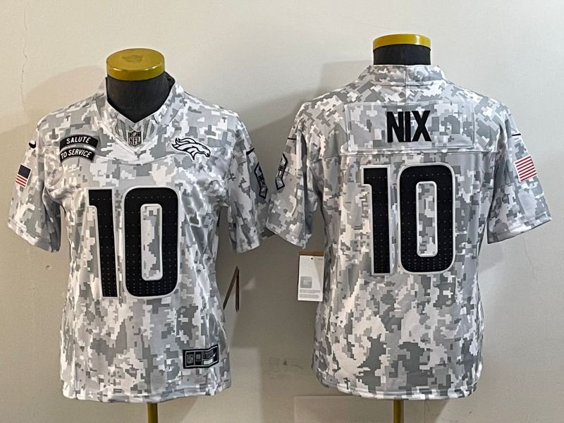 Women Denver Broncos #10 Nix Nike Arctic Camo 2024 Salute to Service Limited NFL Jersey